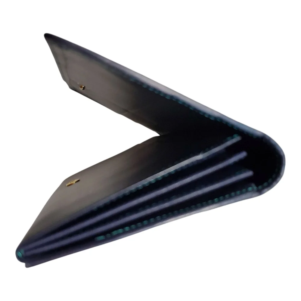 Yves Saint Laurent 80's Style Y2K Blue and Green Colorblock Patchwork Wallet - Picture 11 of 14